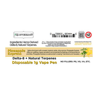 Delta 8 THC Vape Pen - Pineapple Express - Sativa 1g - Apothecary Rx