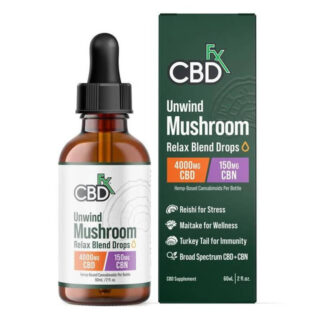 CBDfx - CBD Tincture - Unwind Mushroom CBD:CBN Relax Blend Drops - 4000mg