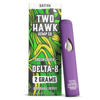 Two Hawk Hemp Co. - Delta 8 Vape - Rechargeable Disposable - Green Crack - 2g