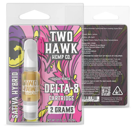 Two Hawk Hemp - Delta 8 Vape - D8 Cartridge - Sugar Punch - 2g