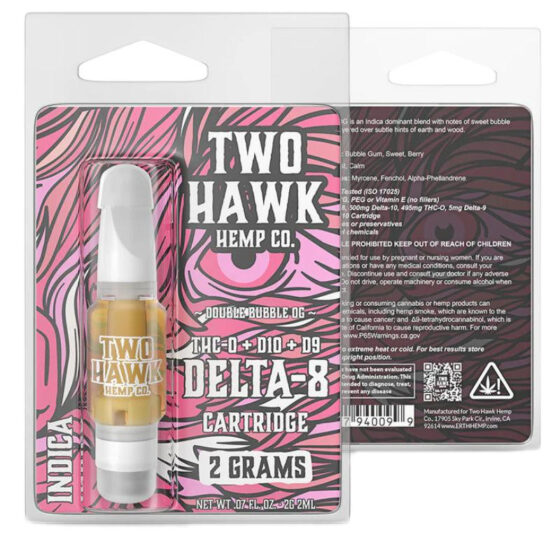 THC Vape - D8 + D10 + D9 Cartridge - Double Bubble OG - 2g by Two Hawk Extracts