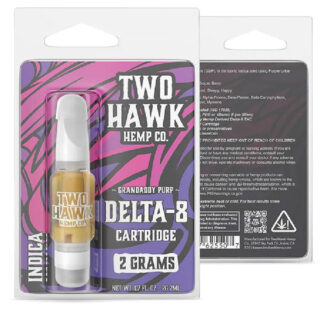 Two Hawk Hemp - Delta 8 Vape - D8 Cartridge - Granddaddy Purp - 2g