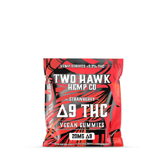 Two Hawk Hemp - Delta 9 Edible - Vegan Gummies - Strawberry - 10mg - 2 Count Pouch