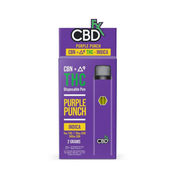 CBDfx - Delta 9 Disposable - Purple Punch Indica - 2 Grams - 10 Pack