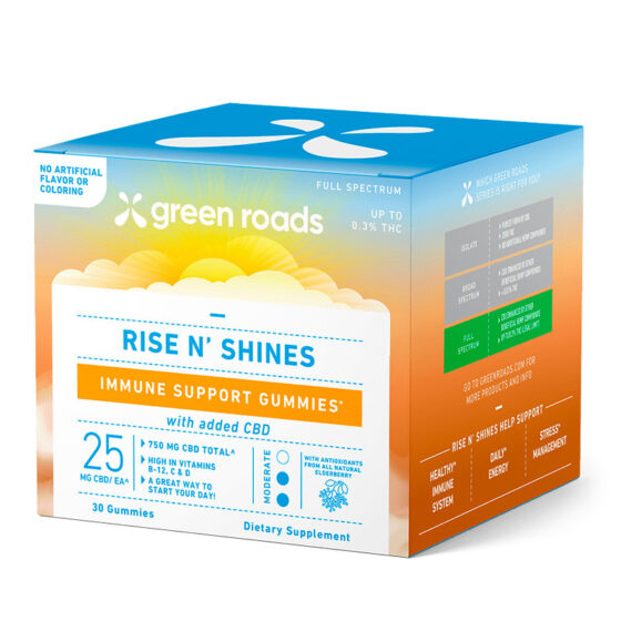 Rise N Shine Immune Support CBD Gummies with Vitamin D - Green Roads