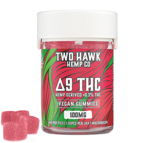 Two Hawk Hemp Co. - Delta 9 Edible - Vegan Gummies - Watermelon - 5mg - 20 Count Bottle