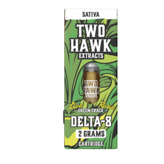 Live Resin Delta 8 THC Vape Cartridge - Green Crack - Sativa 2g - Two Hawk Hemp Co.