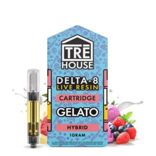 TRĒ House Live Resin Delta 8 Cartridge Gelato 1g