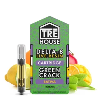TRĒ House Live Resin Delta 8 Cartridge Green Crack 1g