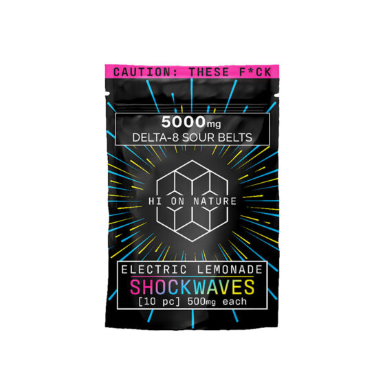 THC Edibles - Electric Lemonade D8 Sour Belts - 500mg - By Hi On Nature