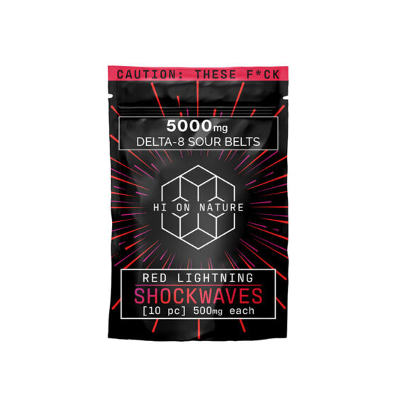 THC Edibles - Red Lightning D8 Sour Belts - 500mg - By Hi On Nature