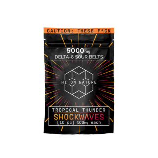 THC Edibles - Tropical Thunder D8 Sour Belts - 500mg - By Hi On Nature - 5000mg Bag