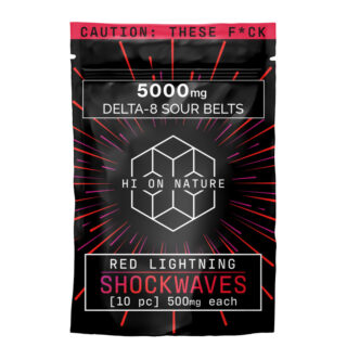 THC Edibles - Red Lightning D8 Sour Belts - 500mg - By Hi On Nature - 5000mg Bag