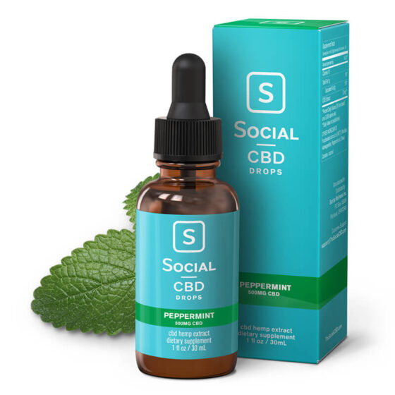 CBD Oil - Peppermint Drops CBD Tincture - 500mg-2000mg - By Social