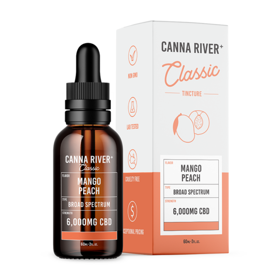 Canna River - CBD Oil - Classic Broad Spectrum Tincture - Mango Peach - 1500mg-12000mg