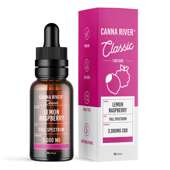 Canna River - CBD Oil - Classic Full Spectrum Tincture - Lemon Raspberry - 3000mg