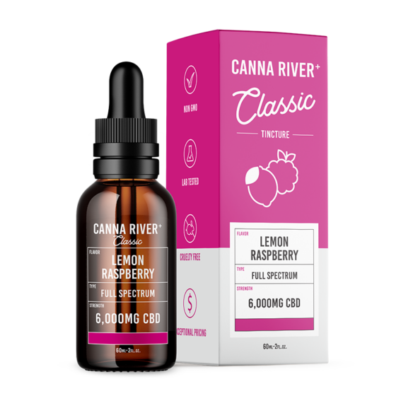 Canna River - CBD Oil - Classic Full Spectrum Tincture - Lemon Raspberry - 6000mg