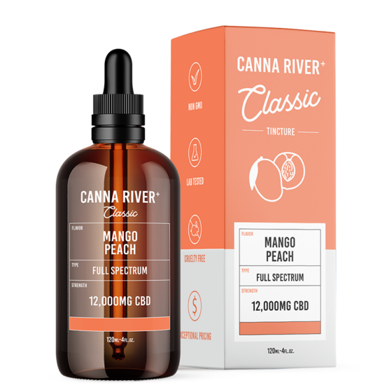 Canna River - CBD Oil - Classic Full Spectrum Tincture - Mango Peach - 12000mg