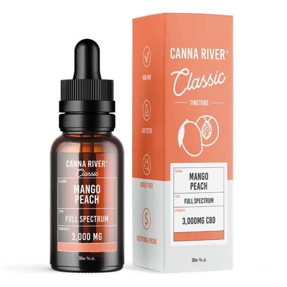 Canna River - CBD Oil - Classic Full Spectrum Tincture - Mango Peach - 3000mg