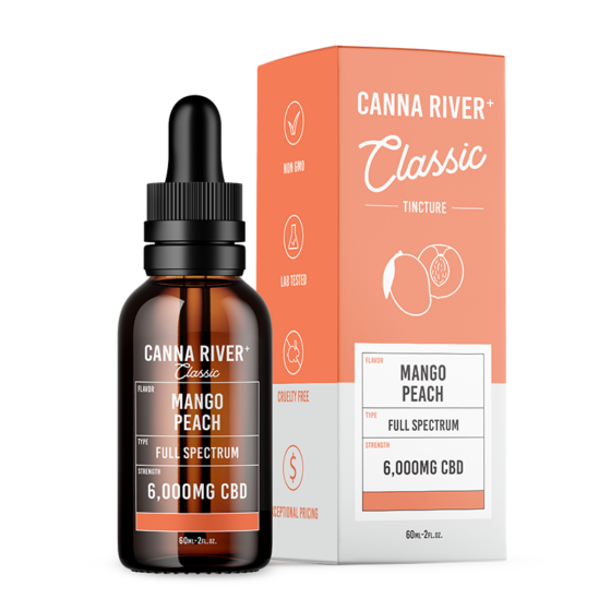 Canna River - CBD Oil - Classic Full Spectrum Tincture - Mango Peach - 6000mg
