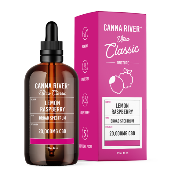 Canna River - CBD Oil - Broad Spectrum Ultra Classic Tincture - Lemon Raspberry - 20000mg