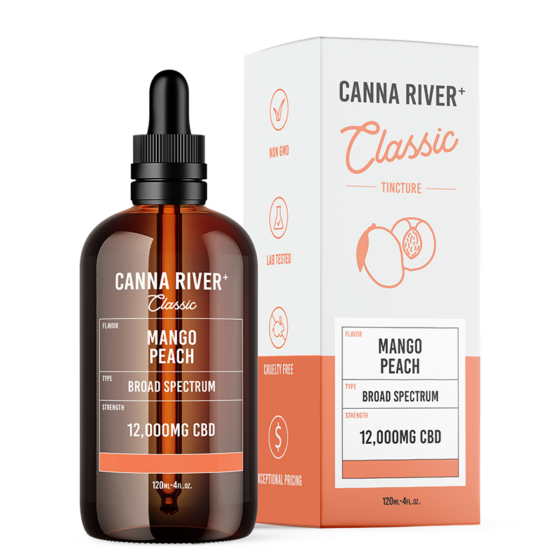 Canna River - CBD Oil - Classic Broad Spectrum Tincture - Mango Peach - 1500mg-12000mg
