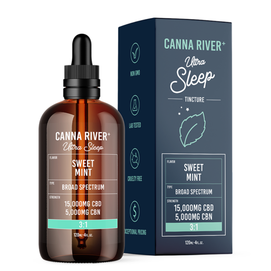 Canna River - CBD Oil - Broad Spectrum Ultra Sleep Tincture - Sweet Mint - 20000mg