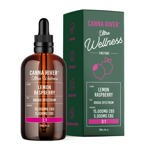Canna River - CBD Oil - Broad Spectrum Ultra Wellness Tincture - Lemon Raspberry - 20000mg