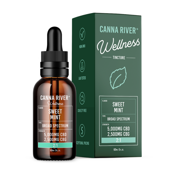 Canna River - CBD Oil - CBD:CBG Wellness Tincture - Sweet Mint - 5000mg