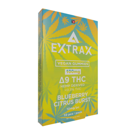 THC Edibles - Blueberry Citrus Burst D9 Vegan Gummies - 100mg - By Delta Extrax