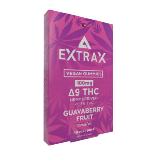 THC Edibles - Guavaberry Fruit D9 Vegan Gummies - 100mg - By Delta Extrax