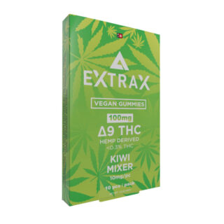 THC Edibles - Kiwi Mixer D9 Vegan Gummies - 100mg - By Delta Extrax