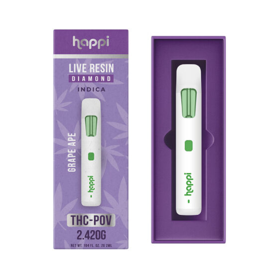 Weed Pen - Grape Ape THC-POV Live Resin Diamond Blend Disposable - 2ml - By Happi