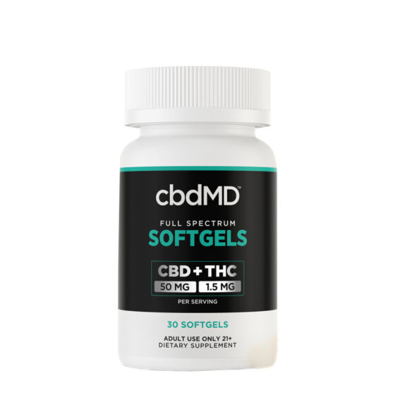 THC Oil - Full Spectrum CBD Softgel Capsules + THC - 1500mg - By cbdMD