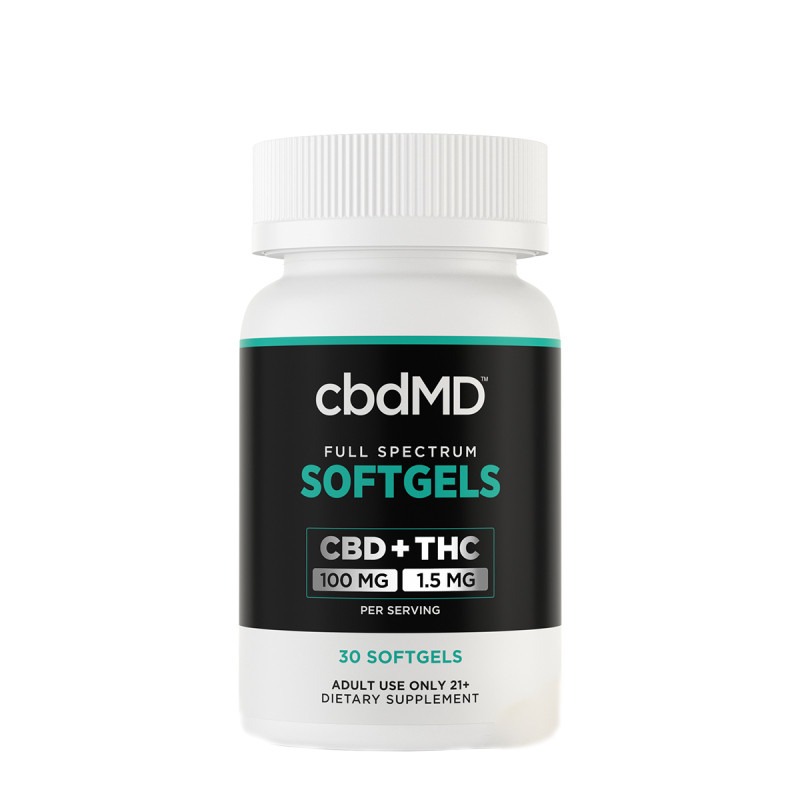 THC Oil - Full Spectrum CBD Softgel Capsules + THC - 3000mg - By cbdMD