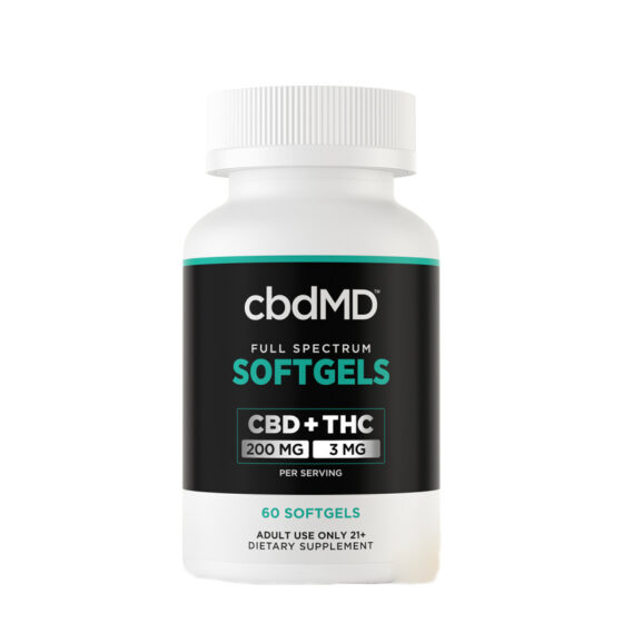 THC Oil - Full Spectrum CBD Softgel Capsules + THC - 6000mg - By cbdMD