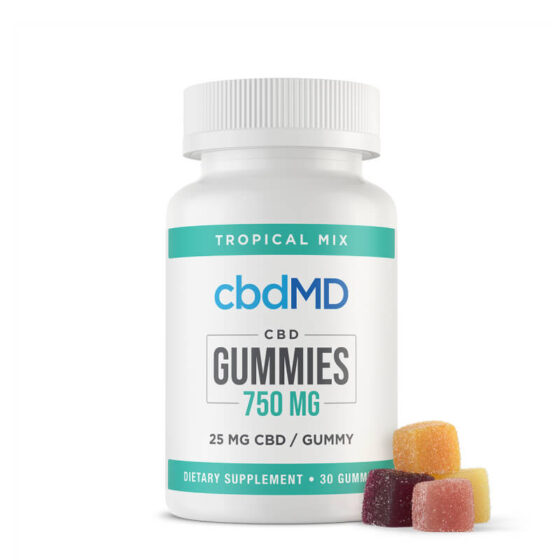 cbdMD - CBD Edible - Broad Spectrum Gummies - Tropical Mix - 750mg