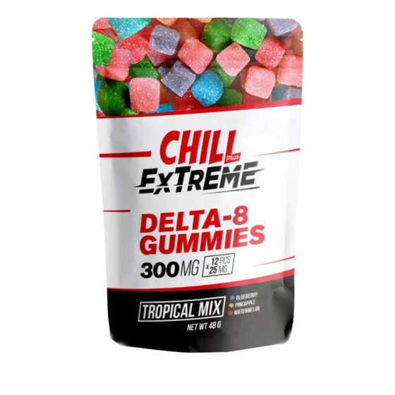 THC Edibles - Tropical Mix Xtreme D8 Gummies - 25mg - By Chill - 300mg Pouch