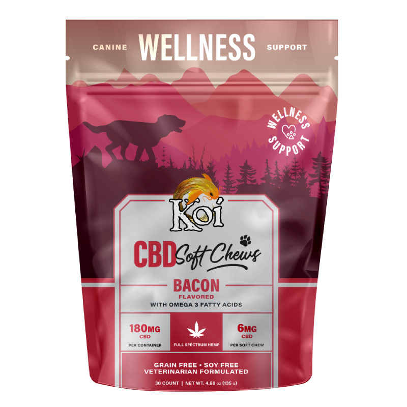 CBD Pet Bacon Flavored Omega Dog Chews 6mg By Koi CBD
