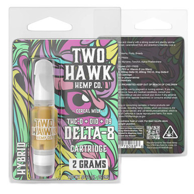 THC Vape - D8 + D10 + D9 Cartridge - Cereal Milk - 2g - By Two Hawk Hemp Co.