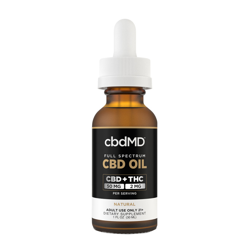 cbdMD - CBD Oil - CBD:THC Full Spectrum Tincture - Natural - 1500mg