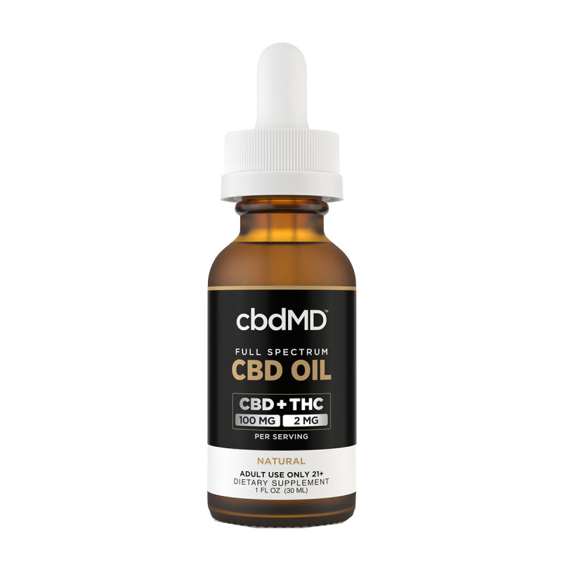 cbdMD - CBD Oil - CBD:THC Full Spectrum Tincture - Natural - 3000mg