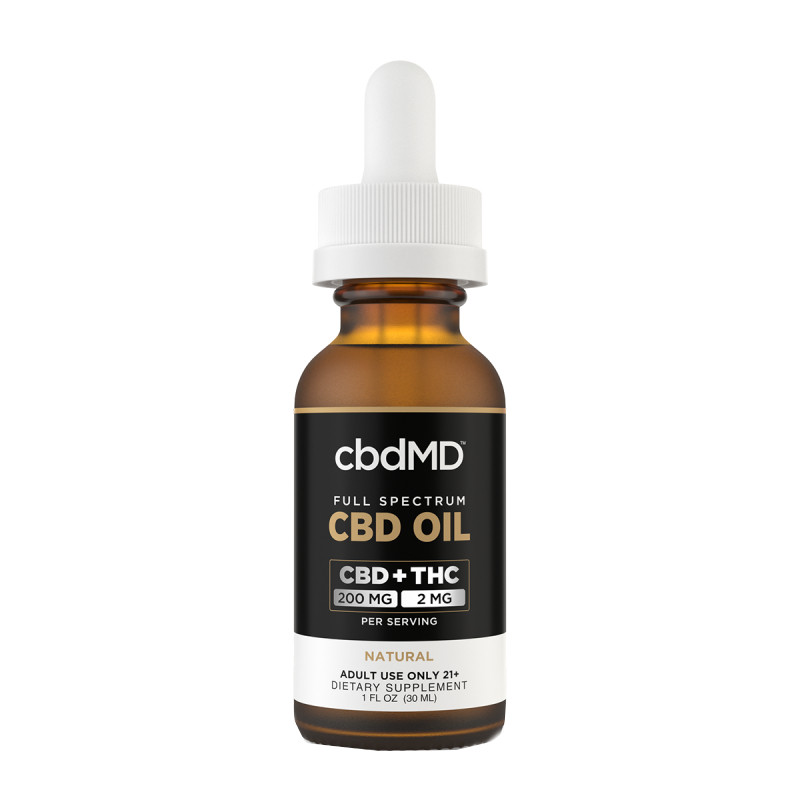 cbdMD - CBD Oil - CBD:THC Full Spectrum Tincture - Natural - 6000mg