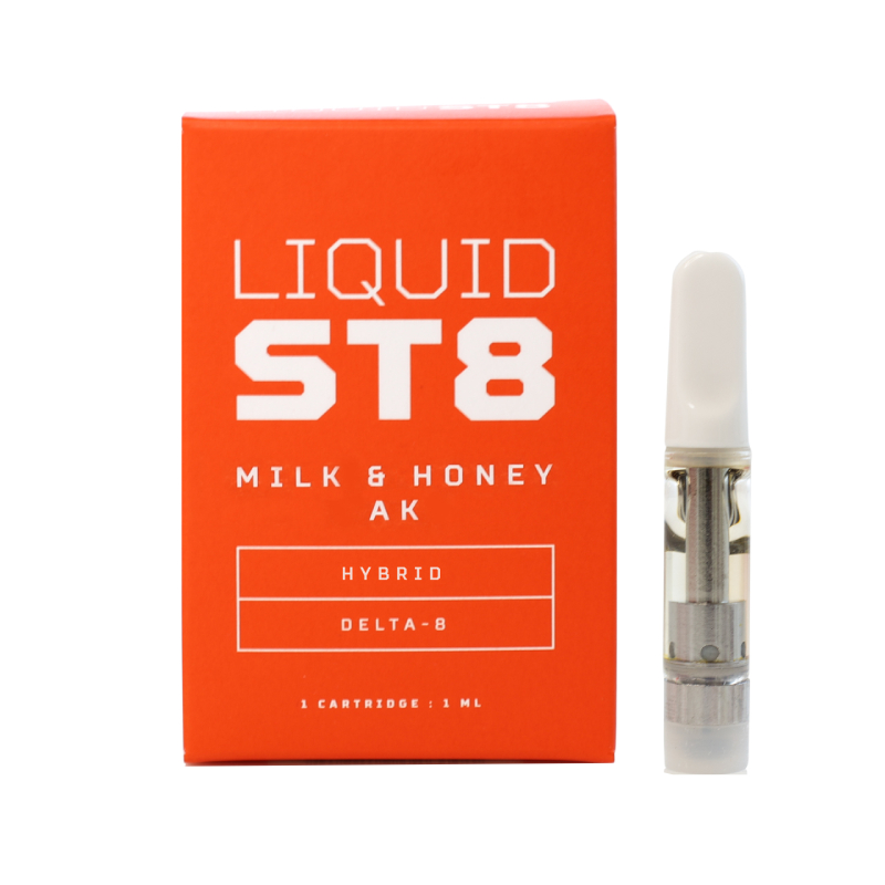 Liquid St8 - Delta 8 Vape - Ceramic C-Cell Cartridges - Milk & Honey AK -  1ml