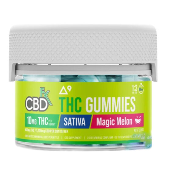 THC Gummies - Magic Melon CBD + Delta 9 THC Gummies - 10mg:30mg - By CBDfx - 40 Count Jar