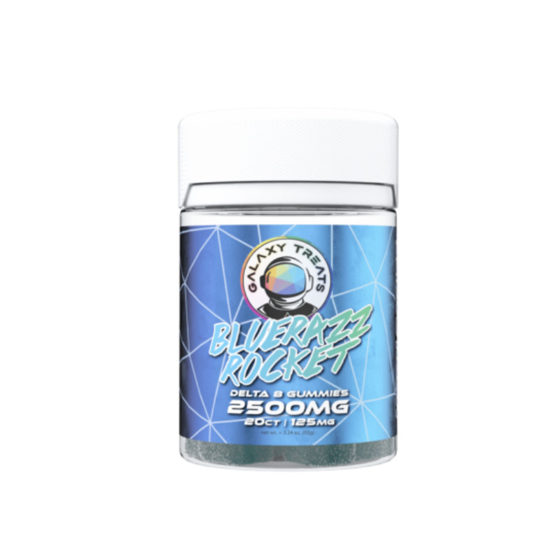 THC Edibles - Blue Razz Rocket D8 Gummies - 125mg - By Galaxy Treats