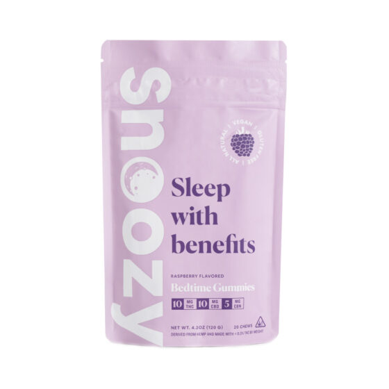THC Edibles - Raspberry Flavored Sleep with Benefits Bedtime D9 Gummies + CBD - 25mg - By Snoozy Front