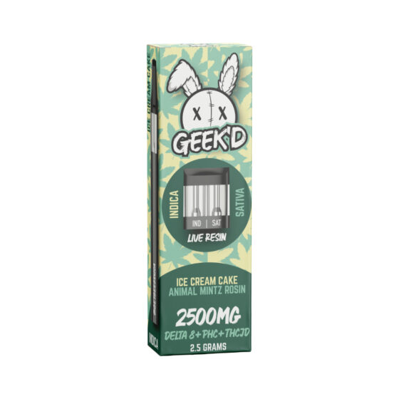 Geek'd - THC Vape - Live Resin D8 + PHC + THCJD Switch Disposable - Ice Cream Cake & Animal Mntz Rosin - 2.5g