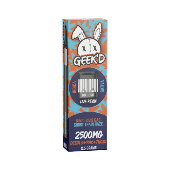 Geek'd - THC Vape - Live Resin D8 + PHC + THCJD Switch Disposable - King Louie's Gas &Ghost Train Haze - 2.5g