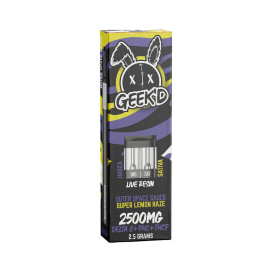 Geek'd - THC Vape - Live Resin D8 + PHC + THCP Switch Disposable - Outer Space Sauce & Super Lemon Haze - 2.5g